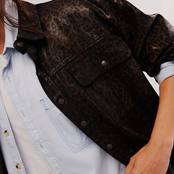 053 Free People x  OneTeaspoon Night Animal Longline Denim Shirt NWT Size Medium - Picture 4 of 11